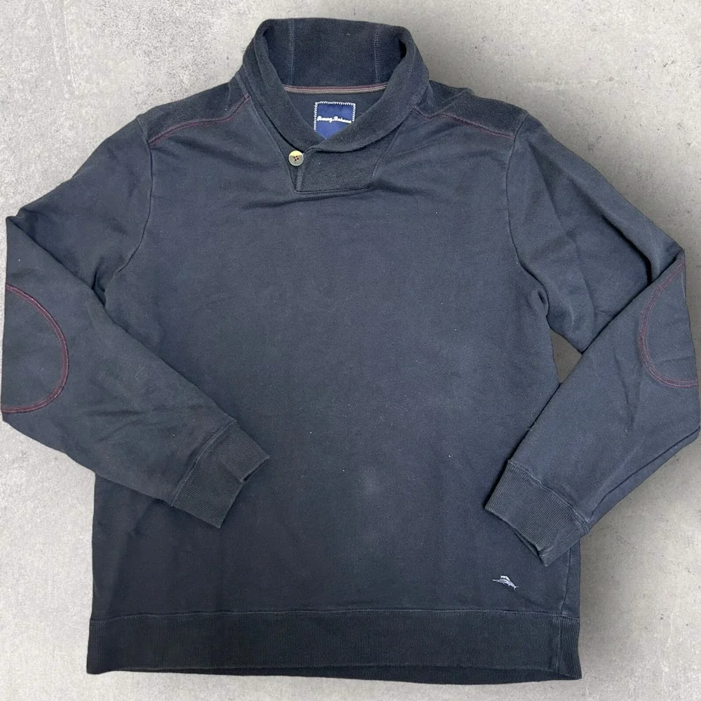Tommy Bahama Mens Relax Button Sweater Navy Blue Small Large